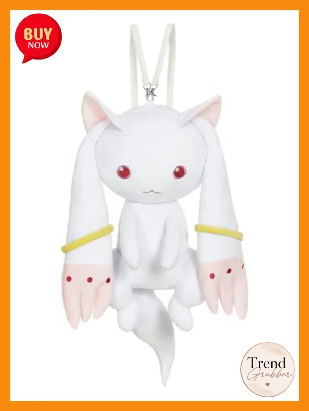 Officially Licensed Kyubey Character Anime Backpack - Soft Plush Cartoon Design